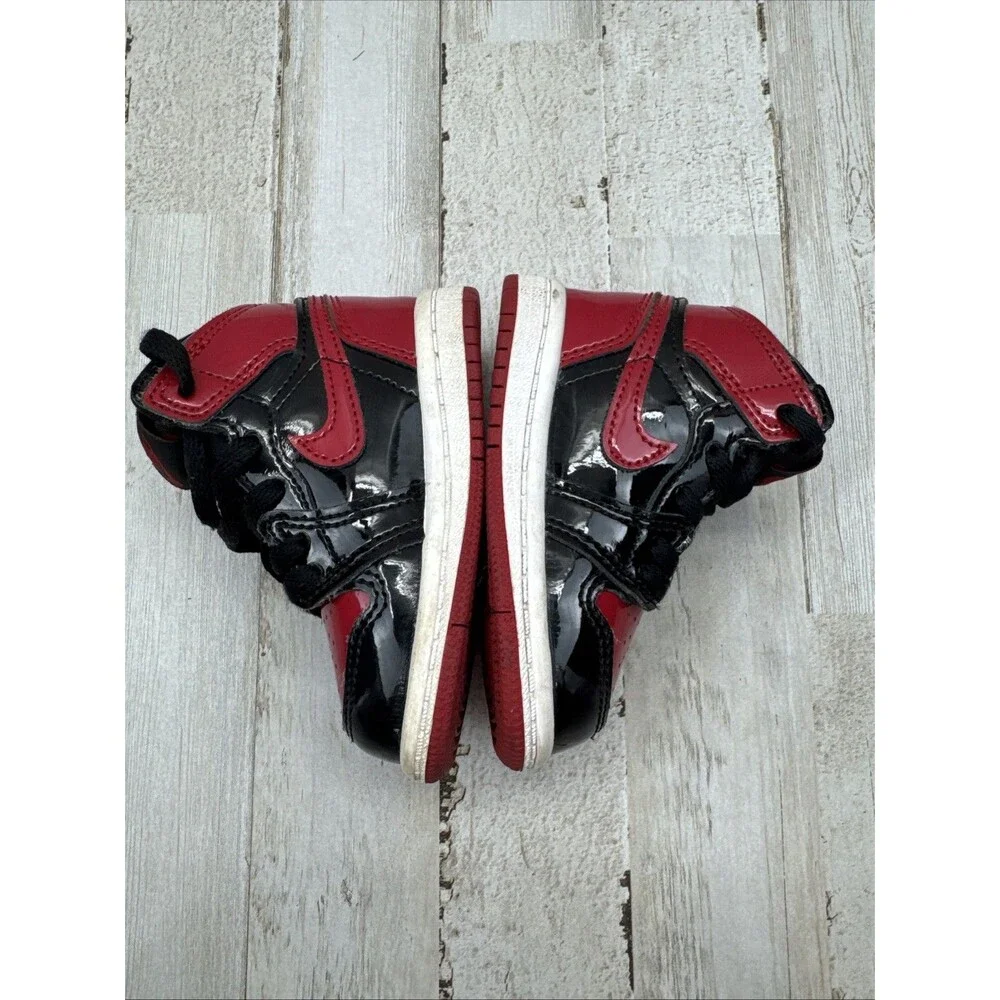 Jordan 1 Retro High OG Patent Bred Toddler TD size 4C Black Varsity Red